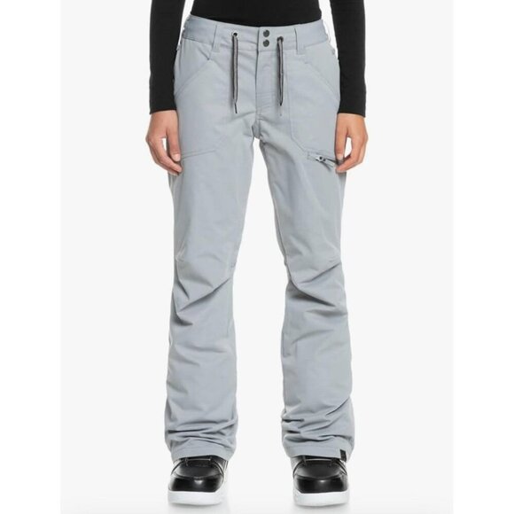 Roxy Womens Full Over Waist Front Button Closure Snow Pants Gray Size Large - Picture 1 of 15